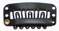 Haarclip 24 mm., U-shape 6-teeth, Kleur: Zwart