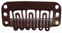 Hairclip 24 mm, 6-dents, Couleur: Brun foncé