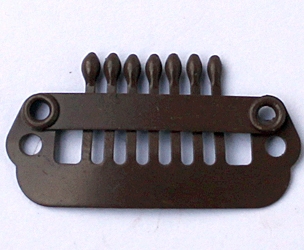 Haarclip 24 mm., U-shape 6-teeth, Kleur: Bruin