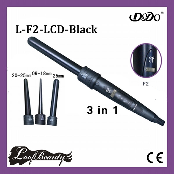 Ceramic Curling Iron with 3 interchangeable thicknesses,