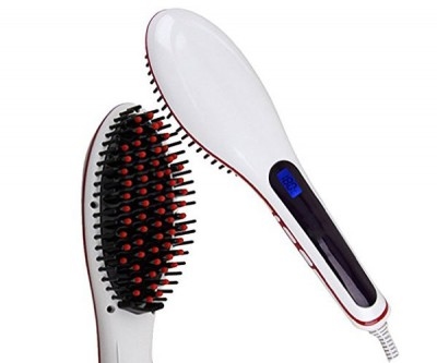 Hair straightener brush -parlemour/white with red line