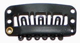 Haarclip 24 mm., U-shape 6-teeth, Kleur: Zwart