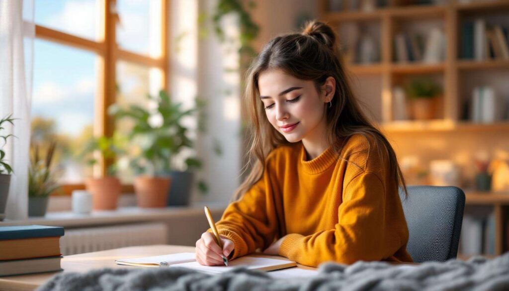 Eine studentin teilt wie sie mit journaling prufungsstress reduziert und klarer denkt